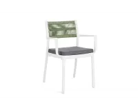 Krzesło na taras aluminiowe białe ALVIN Bizzotto / plecionka z liny jasnozielonej