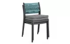 Krzesło na taras aluminiowe grafitowe ALVIN Bizzotto / plecionka z liny niebieski morski