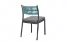 Krzesło na taras aluminiowe grafitowe ALVIN Bizzotto / plecionka z liny niebieski morski
