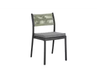 Krzesło na taras aluminiowe grafitowe ALVIN Bizzotto / plecionka z liny jasnozielonej