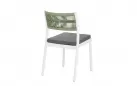 Krzesło na taras aluminiowe białe ALVIN Bizzotto / plecionka z liny jasnozielonej