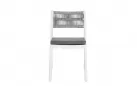 Krzesło na taras aluminiowe białe ALVIN Bizzotto / plecionka z liny szarej