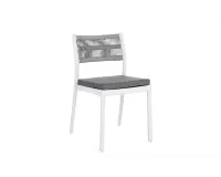 Krzesło na taras aluminiowe białe ALVIN Bizzotto / plecionka z liny szarej