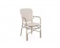 Klasyczny aluminiowy fotel do ogródków kawiarnianych CADEIRA / powłoka imitująca drewno / beż