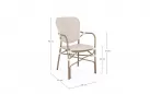 Klasyczny aluminiowy fotel do ogródków kawiarnianych CADEIRA / powłoka imitująca drewno / beż