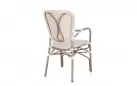 Klasyczny aluminiowy fotel do ogródków kawiarnianych CADEIRA / powłoka imitująca drewno / beż