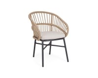 Sztaplowane krzesło obiadowe ODIVELAS beżowe / aluminium / lina