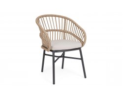 Sztaplowane krzesło obiadowe ODIVELAS beżowe / aluminium / lina