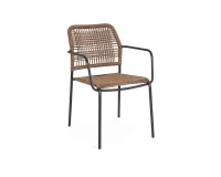 24x Krzesło do ogródków kawiarnianych JABLE Bizzotto sztaplowane / noga antracyt / technorattan jasnobrązowy