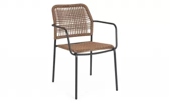 24x Krzesło do ogródków kawiarnianych JABLE Bizzotto sztaplowane / noga antracyt / technorattan jasnobrązowy