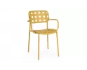 Żółte krzesło ogrodowe metalowe z podłokietnikami sztaplowane CLOVER Bizzotto