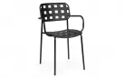 Czarne krzesło ogrodowe metalowe z podłokietnikami sztaplowane CLOVER Bizzotto