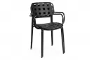 Czarne krzesło ogrodowe metalowe z podłokietnikami sztaplowane CLOVER Bizzotto