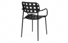 Czarne krzesło ogrodowe metalowe z podłokietnikami sztaplowane CLOVER Bizzotto