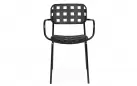Czarne krzesło ogrodowe metalowe z podłokietnikami sztaplowane CLOVER Bizzotto