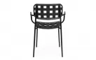 Czarne krzesło ogrodowe metalowe z podłokietnikami sztaplowane CLOVER Bizzotto
