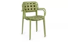 Oliwkowe krzesło ogrodowe metalowe z podłokietnikami sztaplowane CLOVER Bizzotto