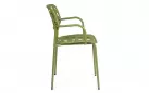 Oliwkowe krzesło ogrodowe metalowe z podłokietnikami sztaplowane CLOVER Bizzotto
