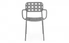 Szare krzesło ogrodowe metalowe z podłokietnikami sztaplowane CLOVER Bizzotto