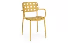 Żółte krzesło ogrodowe metalowe z podłokietnikami sztaplowane CLOVER Bizzotto