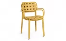 Żółte krzesło ogrodowe metalowe z podłokietnikami sztaplowane CLOVER Bizzotto