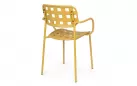Żółte krzesło ogrodowe metalowe z podłokietnikami sztaplowane CLOVER Bizzotto