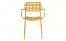 Żółte krzesło ogrodowe metalowe z podłokietnikami sztaplowane CLOVER Bizzotto