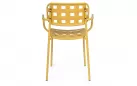 Żółte krzesło ogrodowe metalowe z podłokietnikami sztaplowane CLOVER Bizzotto