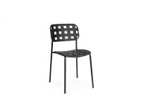 Czarne krzesło ogrodowe metalowe sztaplowane CLOVER Bizzotto