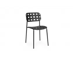 Czarne krzesło ogrodowe metalowe sztaplowane CLOVER Bizzotto