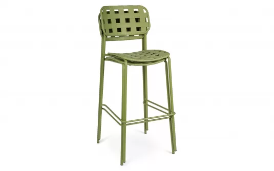 Oliwkowy hoker ogrodowy metalowy sztaplowany CLOVER Bizzotto