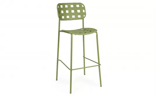 Oliwkowy hoker ogrodowy metalowy sztaplowany CLOVER Bizzotto