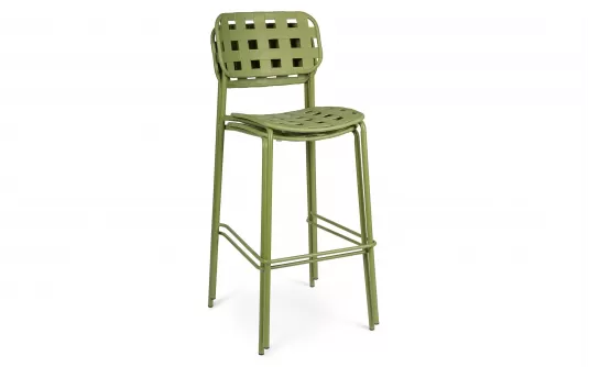 Oliwkowy hoker ogrodowy metalowy sztaplowany CLOVER Bizzotto