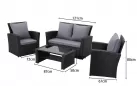 Czarne meble ogrodowe wypoczynkowe z technorattanu SAN JOSE 
