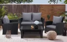 Czarne meble ogrodowe wypoczynkowe z technorattanu SAN JOSE 
