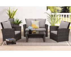 Brązowe meble ogrodowe wypoczynkowe z technorattanu SAN JOSE 