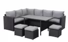 Czarme narożne meble ogrodowe z technorattanu PALMARES ze stołem i pufami