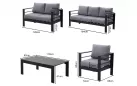 Aluminiowy zestaw ogrodowy wypoczynkowy ISIDORO czarny 
