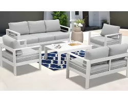 Aluminiowy zestaw ogrodowy wypoczynkowy ISIDORO biały