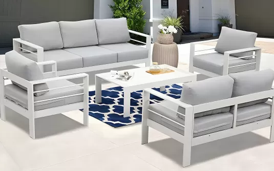 Aluminiowy zestaw ogrodowy wypoczynkowy ISIDORO biały