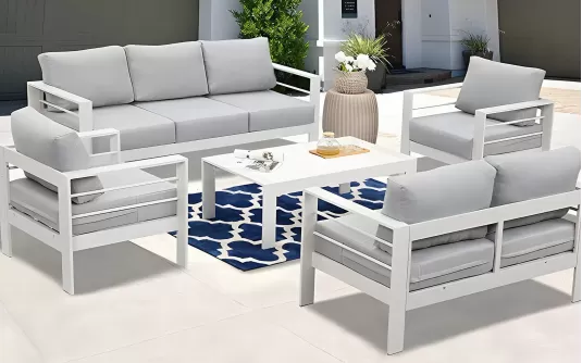 Aluminiowy zestaw ogrodowy wypoczynkowy ISIDORO biały