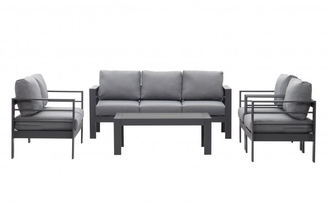 Aluminiowy zestaw ogrodowy wypoczynkowy ISIDORO grafitowy