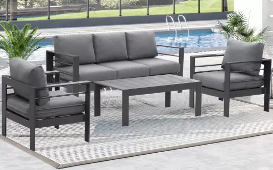 Grafitowy komplet wypoczynkowy aluminiowy CARARA