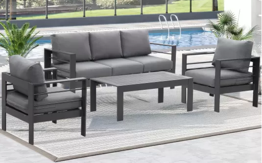 Grafitowy komplet wypoczynkowy aluminiowy CARARA Grafitowy komplet wypoczynkowy aluminiowy CARARA