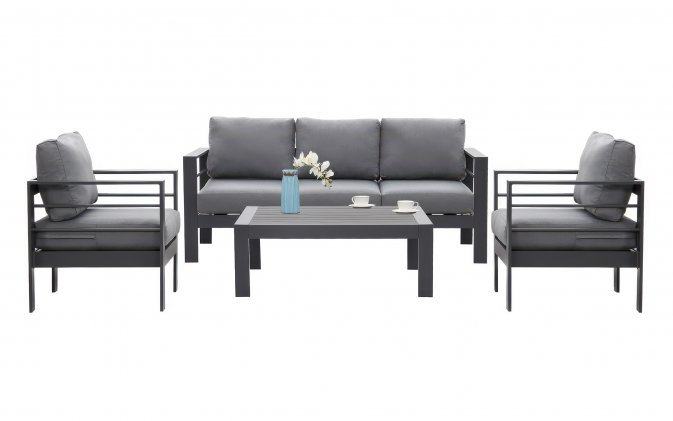 Grafitowy komplet wypoczynkowy aluminiowy CARARA