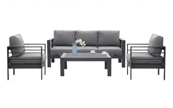 Grafitowy komplet wypoczynkowy aluminiowy CARARA