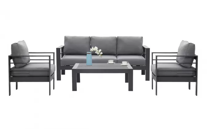 Grafitowy komplet wypoczynkowy aluminiowy CARARA