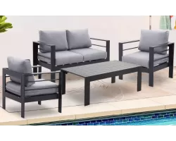 Komplet wypoczynkowy aluminiowy na taras JACO czarny