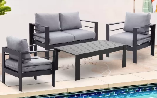 Komplet wypoczynkowy aluminiowy na taras JACO czarny