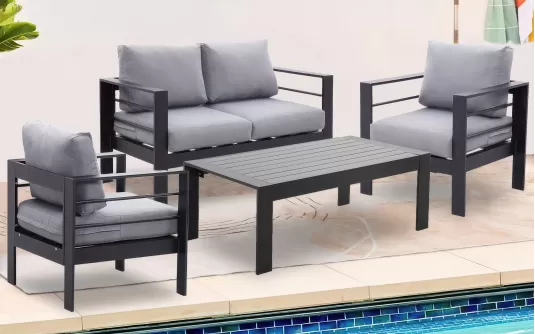 Komplet wypoczynkowy aluminiowy na taras JACO czarny Komplet wypoczynkowy aluminiowy na taras JACO czarny